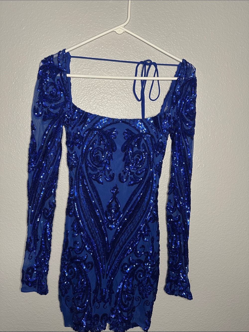 Lucy in the Sky Cobalt Sequin Long Sleeve Bodycon Dress